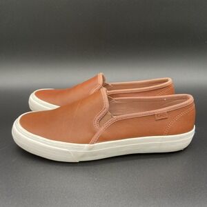 Keds Womens Leather Double Decker Slip On Sneakers - Cognac - 6.5